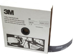 3M - 2" x 50 Yd 220 Grit Aluminum Oxide Cloth Roll - Very Fine Grade, J Weighted Backing - Exact Tooling