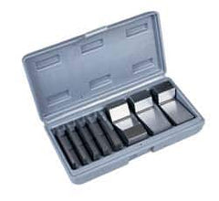 Value Collection - 1 to 30° Angle, 3 Inch Long, Angle Block Set - 45-50 HRC Hardness, Includes 5 Angle Plates 1-5, 3 V-Blocks 10, 15 and 30; 8 Pieces - Exact Tooling