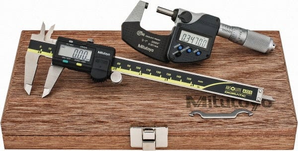 Mitutoyo - 4 Piece, Machinist Caliper and Micrometer Tool Kit - 0 to 6 Inch Caliper, 0 to 1 Inch Micrometer, 0.0001 Inch Graduation - Exact Tooling