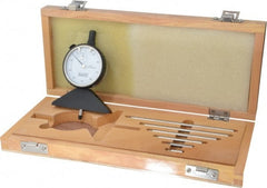 Value Collection - 0 to 10 Inch Range, Steel, White Dial Depth Gage - 0.001 Inch Graduation, 0.001 Inch Accuracy, 1/2 Inch Travel, 3-1/8 Inch Base Measuring Length - Exact Tooling