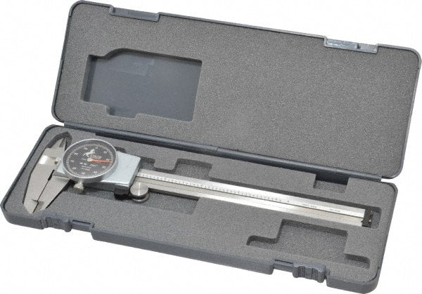 TESA Brown & Sharpe - 0" to 6" Range, 0.001" Graduation, 0.1" per Revolution, Dial Caliper - Black Face, 40mm Jaw Length - Exact Tooling