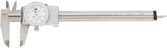 TESA Brown & Sharpe - 0" to 6" Range, 0.001" Graduation, 0.1" per Revolution, Dial Caliper - White Face, 1.5" Jaw Length - Exact Tooling