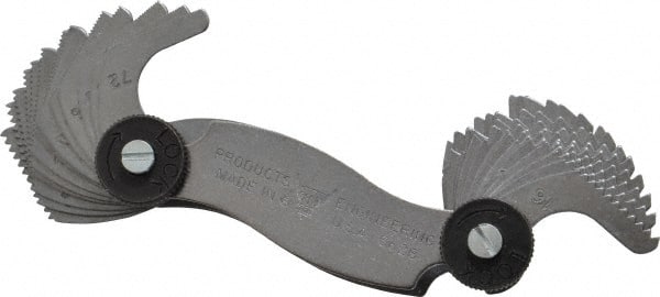 PEC Tools - 28 Leaf, 4 to 80 TPI Range, Steel Screw Pitch Gage - 60° Thread Angle - Exact Tooling