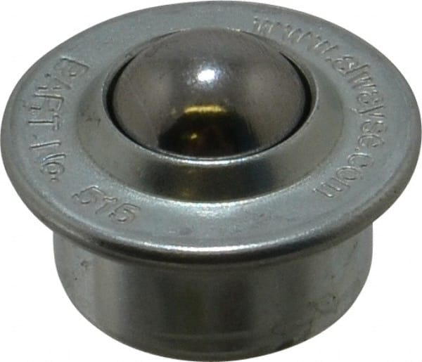 SKF - Round, Carbon Steel Ball Transfer - 9.5mm Mount Height, 100 Lb. Capacity - Exact Tooling