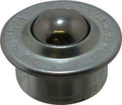 SKF - Round, Carbon Steel Ball Transfer - 9.5mm Mount Height, 100 Lb. Capacity - Exact Tooling