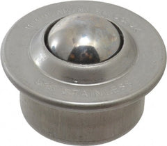 SKF - Round, Stainless Steel Ball Transfer - 9.5mm Mount Height, 77 Lb. Capacity - Exact Tooling