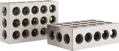 Value Collection - 0.0003 Squareness Per Inch, Hardened Steel, 1-2-3 Block with 23 Hole Setup Block - 0.0001 to 0.0007 Inch Overall Tolerance, 3/8 - 16 Inch Tapped Hole Size, 56-60 HRC Hardness, Sold As Matched Pair - Exact Tooling