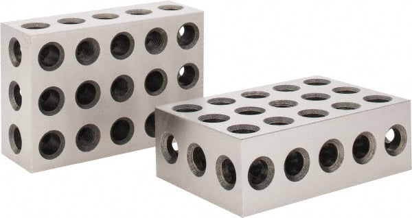 Value Collection - 0.0003 Squareness Per Inch, Hardened Steel, 2-4-6 Block with 23 Hole Setup Block - 0.0001 to 0.0007 Inch Overall Tolerance, 5/8-11 Inch Tapped Hole Size, 56-60 HRC Hardness, Sold As Matched Pair - Exact Tooling