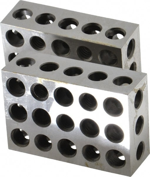 Suburban Tool - 0.0001 Squareness Per Inch, Hardened Steel, 1-2-3 Block with 23 Hole Setup Block - 3/8 - 16 Inch Tapped Hole Size, Sold As Matched Pair - Exact Tooling