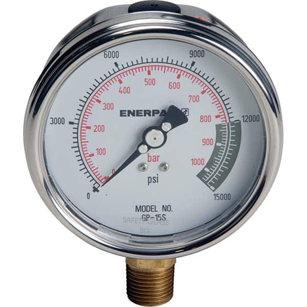 Enerpac - Hydraulic Pressure Gages & Adapters Type: Dry Gauge Pressure Rating: 15000 - Exact Tooling