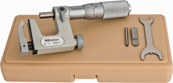 Mitutoyo - 0 to 1 Inch, Carbide Face, Mechanical Multi Anvil Micrometer - 0.0001 Inch Graduation, 0.0002 Inch Accuracy - Exact Tooling