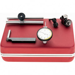 Starrett - 5 Piece, 0" to 0.01" Measuring Range, 1-3/8" Dial Diam, 0-5-0 Dial Reading, White Dial Test Indicator Kit - 13/16" Contact Point Length, 1.98mm Ball Diam, 0.0001" Dial Graduation - Exact Tooling