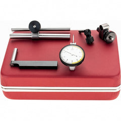 Starrett - 5 Piece, 0" to 0.01" Measuring Range, 1-3/8" Dial Diam, 0-5-0 Dial Reading, Red Dial Test Indicator Kit - 13/16" Contact Point Length, 1.98mm Ball Diam, 0.0001" Dial Graduation - Exact Tooling