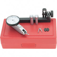 Starrett - 5 Piece, 0mm to 0.2mm Measuring Range, 1-3/8" Dial Diam, 0-100-0 Dial Reading, Yellow Dial Test Indicator Kit - 5/8" Contact Point Length, 2mm Ball Diam, 0.002mm Dial Graduation - Exact Tooling