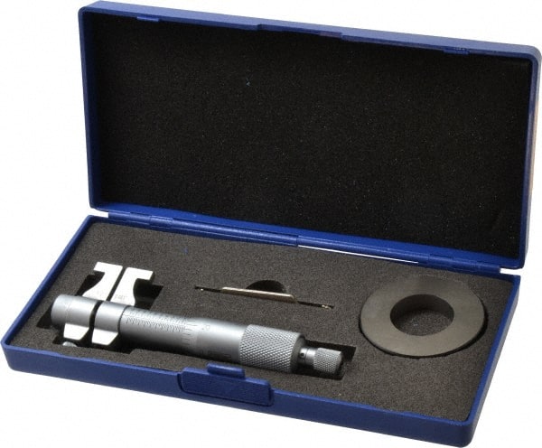 Fowler - 1 to 2 Inch Range, Satin Chrome Coated, Mechanical Inside Caliper Micrometer - 0.001 Inch Graduation, 0.0002 Inch Accuracy - Exact Tooling