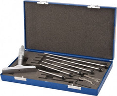 Fowler - 0 to 6" Range, 6 Rod, Satin Chrome Finish Mechanical Depth Micrometer - Ratchet Stop Thimble, 4" Base Length, 0.01mm Graduation, 0.176" Rod Diam - Exact Tooling