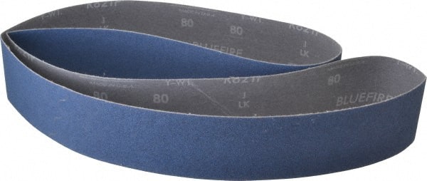 Norton - 2-1/2" Wide x 60" OAL, 80 Grit, Zirconia Alumina Abrasive Belt - Zirconia Alumina, Medium, Coated, Y Weighted Cloth Backing, Dry, Series R821 - Exact Tooling