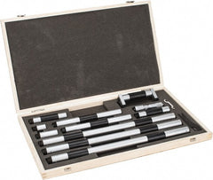 Fowler - 4 to 80", Satin Chrome Coated, Mechanical Inside Micrometer Set - 0.001" Graduation, Friction Thimble, Includes Fitted Case, Standard & Wrench - Exact Tooling