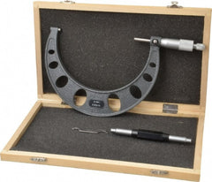 Value Collection - 5 to 6" Range, 0.0001" Graduation, Mechanical Outside Micrometer - Ratchet Stop Thimble - Exact Tooling