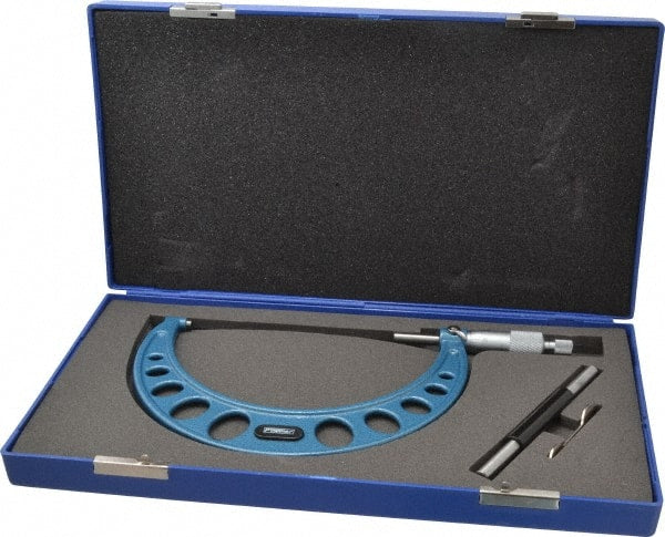 Fowler - 5 to 6" Range, 0.0001" Graduation, Mechanical Outside Micrometer - Ratchet Stop Thimble, Accurate to 0.00025" - Exact Tooling