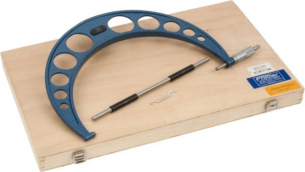Fowler - 11 to 12" Range, 0.0001" Graduation, Mechanical Outside Micrometer - Ratchet Stop Thimble, Accurate to 0.00035" - Exact Tooling