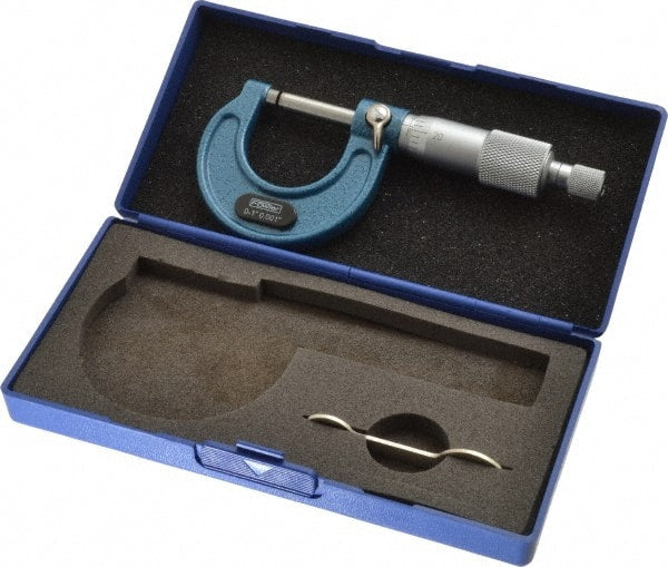 Fowler - 0 to 1" Range, 0.001" Graduation, Mechanical Outside Micrometer - Ratchet Stop Thimble, Accurate to 0.0001" - Exact Tooling