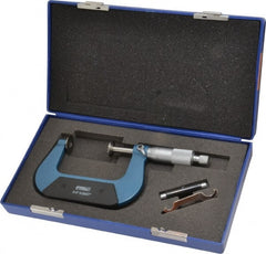 Fowler - 2 to 3 Inch, 0.001 Inch Graduation, Ratchet Stop Thimble, Mechanical Disc Micrometer - 0.00024 Inch Accuracy, 0.787 Inch Disc, 0.256 Inch Spindle - Exact Tooling