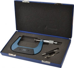 Fowler - 3 to 4 Inch, 0.001 Inch Graduation, Ratchet Stop Thimble, Mechanical Disc Micrometer - 0.00024 Inch Accuracy, 0.945 Inch Disc, 0.256 Inch Spindle - Exact Tooling