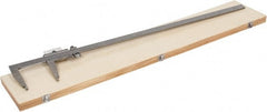 Value Collection - 0 to 40" Stainless Steel Vernier Caliper - 0.02mm Graduation, 5" Jaw Depth, 0.0028" Accuracy, Includes Inside Diameter, Outside Diameter - Exact Tooling