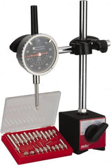TESA Brown & Sharpe - 0.001" Graduation, 0-100 Dial Reading, Indicator & Base Kit - 2-1/4" Dial Diam - Exact Tooling
