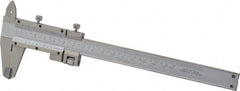 Value Collection - 0 to 6" Stainless Steel Vernier Caliper - 0.05mm Graduation, 1.5748" Jaw Depth, 0.0012" Accuracy, Includes Depth, Inside Diameter, Outside Diameter, Step - Exact Tooling