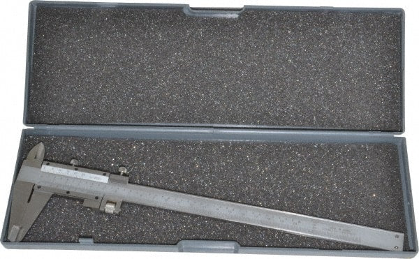 Value Collection - 0 to 8" Stainless Steel Vernier Caliper - 0.02mm Graduation, 1.9685" Jaw Depth, 0.0012" Accuracy, Includes Depth, Inside Diameter, Outside Diameter, Step - Exact Tooling