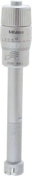 Mitutoyo - 0.65 to 0.8", Mechanical Inside Hole Micrometer - 0.0002" Graduation, 0.0001" Accuracy, Ratchet Stop Thimble - Exact Tooling