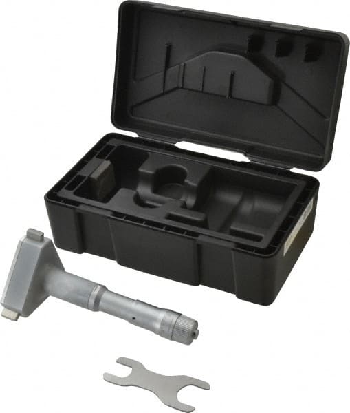 Mitutoyo - 3-1/2 to 4", Mechanical Inside Hole Micrometer - 0.0002" Graduation, 0.00015" Accuracy, Ratchet Stop Thimble - Exact Tooling
