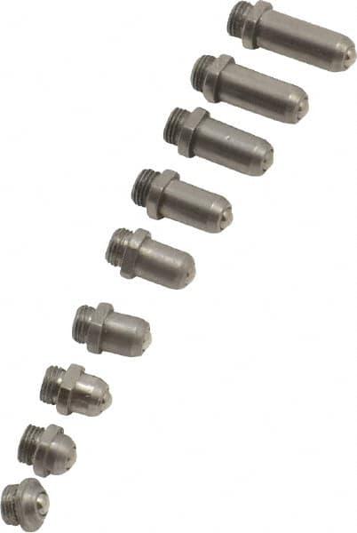 Value Collection - 9 Piece, 0.4 to 0.7 Inch Measurement Range, Bore Gage Anvil Set - 2 Inch Long, For Use with Dial Bore Gages - Exact Tooling