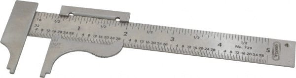 General - 0 to 4" Stainless Steel Vernier Caliper - 1/32 & 1/16" Graduation, 3/4" Jaw Depth, 0.03mm Accuracy - Exact Tooling