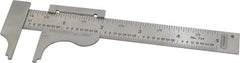 General - 0 to 4" Stainless Steel Vernier Caliper - 1/32 & 1/16" Graduation, 3/4" Jaw Depth, 0.03mm Accuracy - Exact Tooling