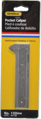 General - 0 to 3" Stainless Steel Vernier Caliper - 1/32" Graduation, 1/2" Jaw Depth, 0.03mm Accuracy - Exact Tooling