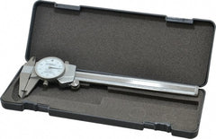 Fowler - 0" to 6" Range, 0.001" Graduation, 0.1" per Revolution, Dial Caliper - White Face, 1.6" Jaw Length - Exact Tooling