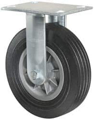 Hamilton - 10" Diam x 2-3/4" Wide x 11-1/2" OAH Top Plate Mount Rigid Caster - Rubber, 500 Lb Capacity, Ball Bearing, 4-1/2 x 6-1/4" Plate - Exact Tooling