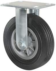 Hamilton - 10" Diam x 2-3/4" Wide x 11-1/2" OAH Top Plate Mount Swivel Caster - Rubber, 500 Lb Capacity, Ball Bearing, 4-1/2 x 6-1/4" Plate - Exact Tooling