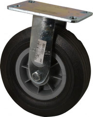 Hamilton - 8" Diam x 2-1/2" Wide x 9-1/2" OAH Top Plate Mount Rigid Caster - Rubber, 400 Lb Capacity, Ball Bearing, 4-1/2 x 6-1/4" Plate - Exact Tooling