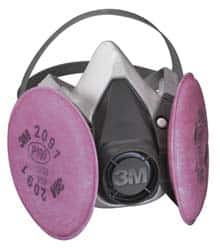 3M - Size S, P100 NIOSH Filter Rating, Thermoplastic Elastomer, Half Mask Facepiece Respirator Assembly - Protection from Oil and Non-Oil Based Particles, 4 Point Suspension - Exact Tooling