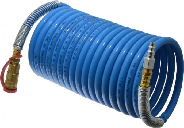 3M - 25 Ft. Long, High Pressure Coiled SAR Supply Hose - 3/8 Inch Inside Diameter, Compatible with 3M High Pressure Compressed Air System - Exact Tooling