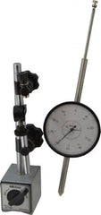 Mitutoyo - 0.001" Graduation, 0-100 Dial Reading, Indicator & Base Kit - 3.56" Dial Diam - Exact Tooling