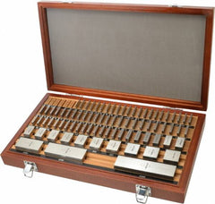 Mitutoyo - 81 Piece, 0.05 to 4", Grade 00, Steel Gage Block Set - Square, 3µ (0.05-1"), 4µ (2"), 5µ (3"), 6µ (4") Tolerance - Exact Tooling