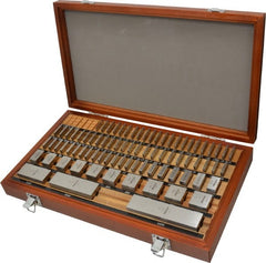 Mitutoyo - 81 Piece, 0.05 to 4", Grade AS-2, Steel Gage Block Set - Square, 18µ (0.05-0.4"), 24µ (0.45-1"), 32µ (2"), 40µ (3"), 48µ (4") Tolerance - Exact Tooling