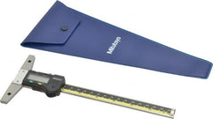 Mitutoyo - 0" to 6" Stainless Steel Electronic Depth Gage - 0.03mm Accuracy, 0.01mm Resolution, 4" Base Length - Exact Tooling
