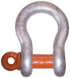 CM - 5/8" Nominal Chain Size, 5 Ton Alloy Steel Screw Anchor Shackle - 27/32" Diam, 3/4" Pin Diam, 1-1/16" Wide Inside Jaw, 1-1/2" Inside Width - Exact Tooling