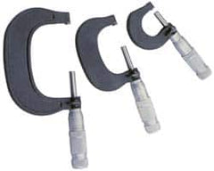 TESA Brown & Sharpe - 0 to 3" Range, 3 Piece Mechanical Outside Micrometer Set - 0.0001" Graduation, 4 & 5µm Accuracy, Friction Thimble, Carbide Tipped Face - Exact Tooling